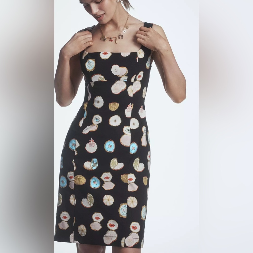 Anthropologie Maeve Fitted Square-Neck Mini Dress: Danielle Kroll Edition